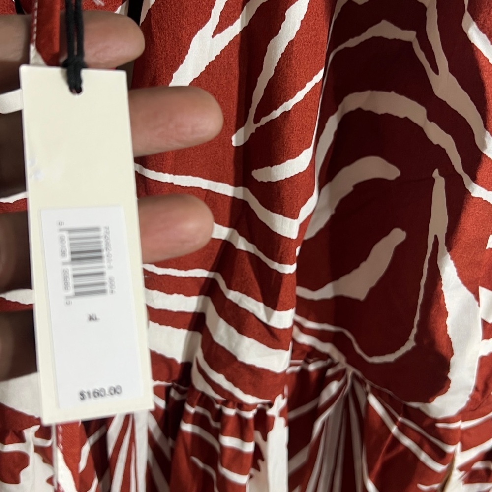 Banana Republic Cotton Poplin Tiered Midi Sz XL Dress Brown Zebra Print summer - Picture 9 of 13